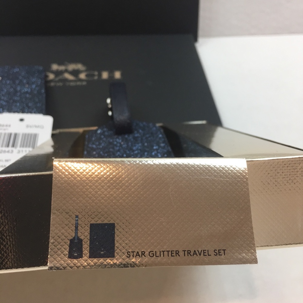 Coach Blue Glitter Passport Wallet & Luggage Tag - Picture 3 of 5